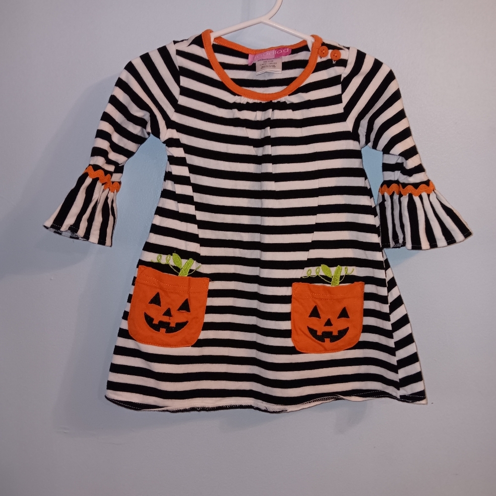 Jack O Lantern Black White Striped Stripes Pumpkin Halloween Dress Good Lad